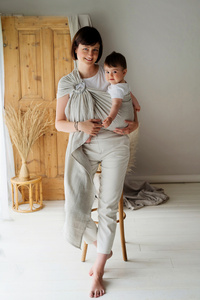 Ring sling Pure Linen Greige - mărimea M (2 m) /Calitatea a II-a