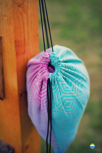 Drawstring Bag for wrap/sling -   Linen Aurora Cube