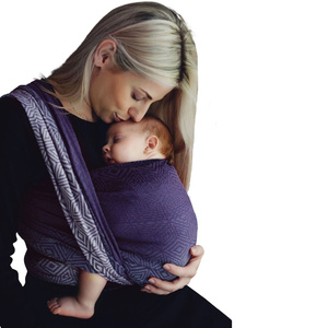 Eșarfă port-bebe țesută TENCEL™ Iris Cube mărimea 4 – mov, negru și gri