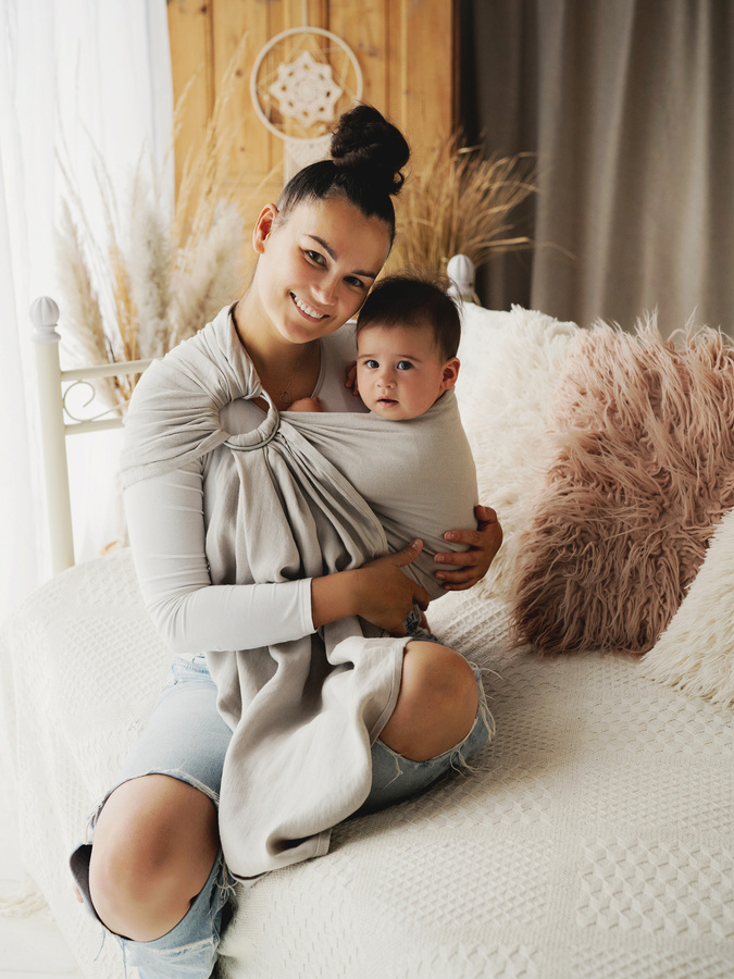 Ring Sling Pure Linen Light Fog - taille S (1,7 m) DEMO